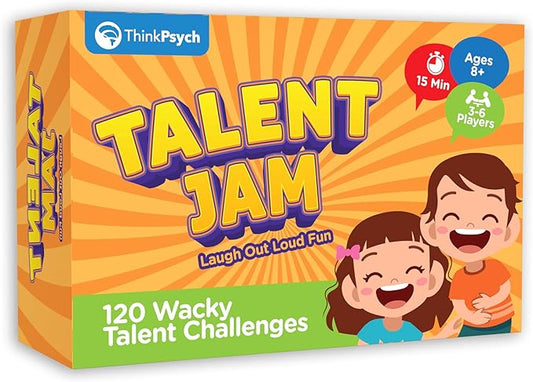 ThinkPsych Talent Jam - Hilarious Talent Show & Charades Game - Fun Family Games for Kids and Adults - Family Game Night for Teens