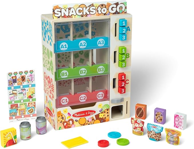 Melissa & Doug Sort, Stock, Select Wooden Vending Machine Play Set, Wooden Toy Play Food for Boys and for Girls 3+