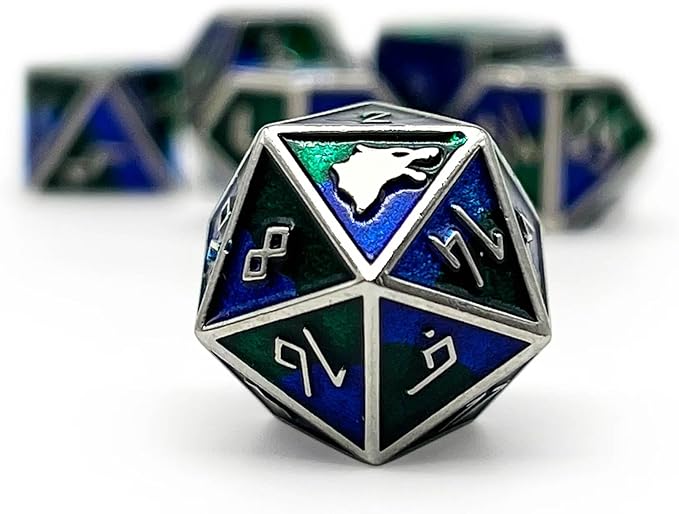 Norse Foundry Freki Norse Series: 7-Piece Metal Dice Set for RPG, DND, Pathfinder - Premium Craftsmanship, Stylish Design and Family Fun, for Gamers