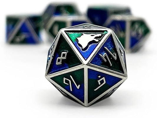 Norse Foundry Freki Norse Series: 7-Piece Metal Dice Set for RPG, DND, Pathfinder - Premium Craftsmanship, Stylish Design and Family Fun, for Gamers
