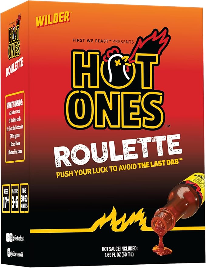 Wilder Hot Ones Roulette – Hot Sauce Included – A Push Your Luck Party Game