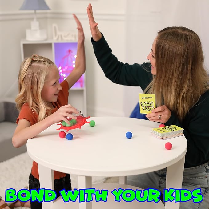 Funwares Colorful Squid Squish: Dynamic Floor Game for Kids, Boosts Kids' Learning and Coordination, Counting and Number Game, Active Play, and Quick Thinking, 2-4 Players, Ages 4-8. (32 Spare Balls)