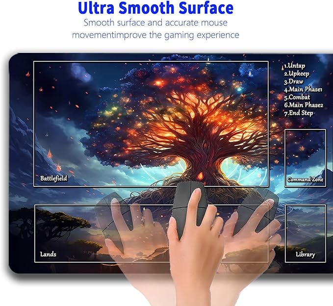 MTG Playmat, Game Play Mat for MTG TCG 24 x 14 inches Trading Card Inked Game Playmats with Storage Bag Smooth Rubber Surface Battle Game