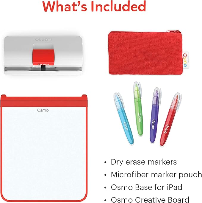 Osmo - Creative Starter Kit for IPad - 3 Educational Learning Games - Creative Drawing & Problem Solving/ Early Physics - STEM Toy Gifts for Kid, Boy & Girl - Ages 5 6 7 8 9 10 (Osmo Base Included)