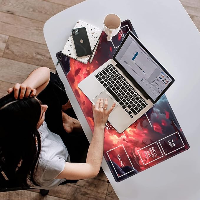 Playmat with Zones for MTG Card Game Playing, Game Mats Tabletop Magic Play Mat 24"x14" Commander Deck Gaming Desk Duel Mat Card Gameplay Mats for Beginner, Cat Demon