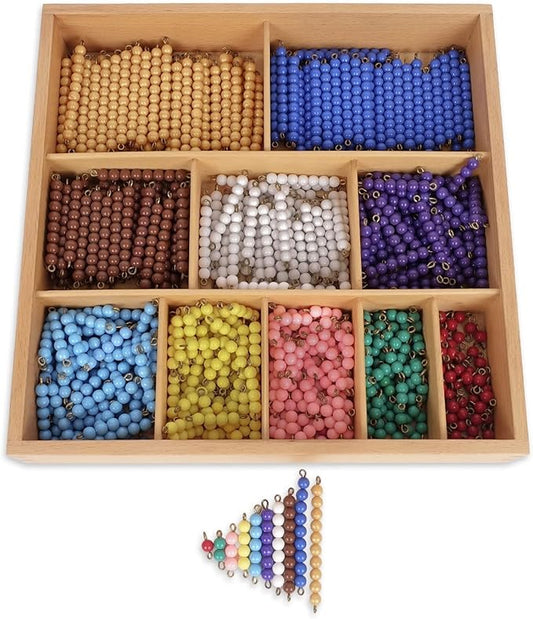 Hidoggy Montessori Toys for 3+ Year Old Wooden Math Games Counting Beads Checker Board Beads and Numbers Teaching Counting Toys Preschool Mathematics Material for Kid Toy
