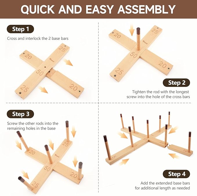 Ring Toss Game Outdoor - 33" Extra Large Outdoor Games for Adults and Family, Beechwood Giant Backyard Games, Ring Toss Game for Adults and Kids with 30 Rings & Carrying Bag