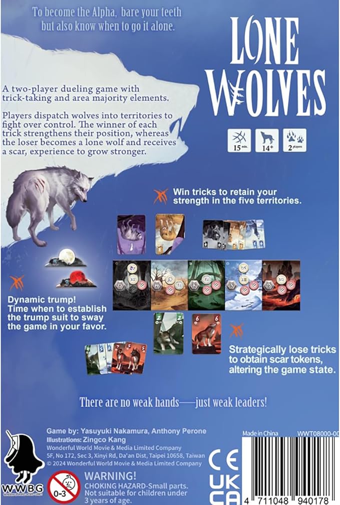 Lone Wolves - Trick-Taking Area Control Board Game, Head-to-Head Dueling Card Game, Ages 14+, 2 Players, 15+ Minutes