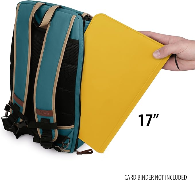 ENHANCE Designer Edition TCG Backpack - MTG Deck Bag Card Binder Space, TCG Deck Box Storage, MTG Playmat Holder - Card Storage Compatible with Magic the Gathering, Pokemon, Lorcana (Canvas Green)