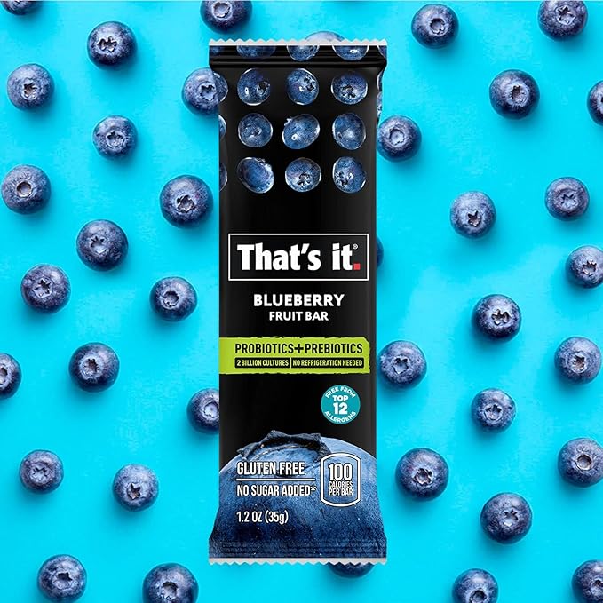 That's it. Blueberry Probiotic Fruit Bars, Helps Promote Healthy Gut & Digestion, No Refrigeration, 100% All Natural, Allergen Friendly (12 Pack)