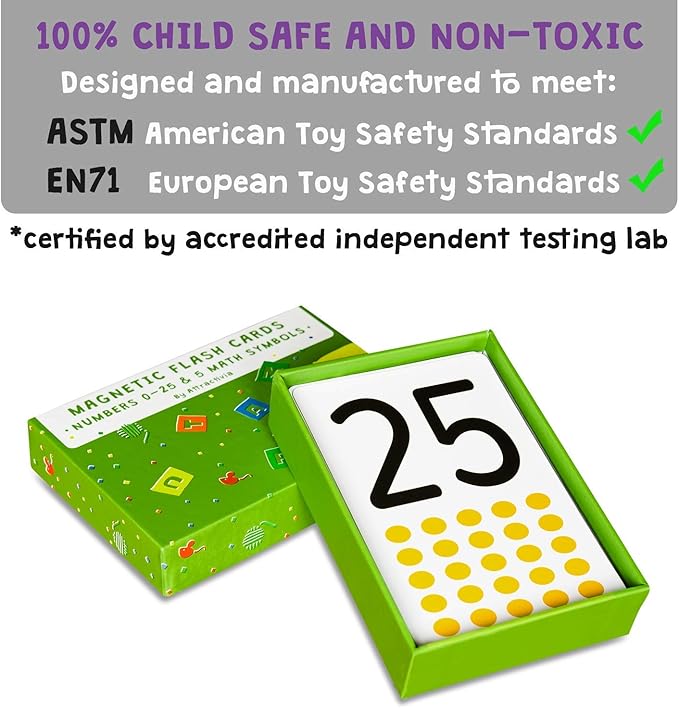 Magnetic Number Flash Cards - Large 0-25 Math Cards, Early Addition and Subtraction, Multiplication, Division and Symbols, for Classroom Teachers, Homeschool, Toddlers, Kids and Adults