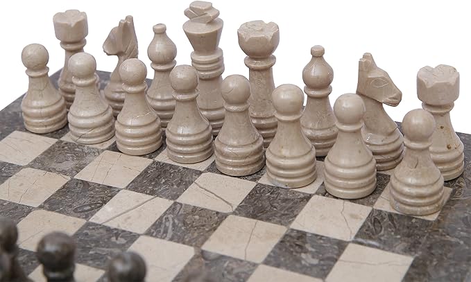 Handmade Marble Chess Set - Oceanic & Virona (12 x 12 Inches) - Chess Sets for Adults - Premium Quality Chess Boards - Fancy Chess Boards
