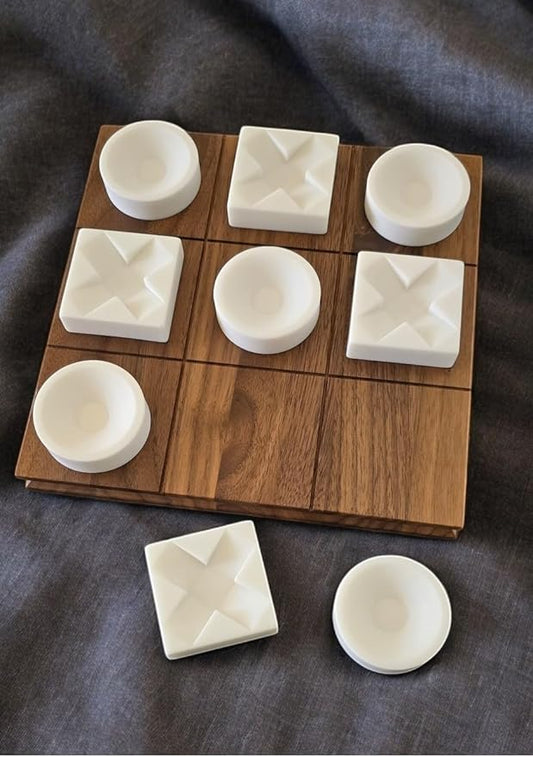 Modern Tic Tac Toe for Home Decoration, Tic Tac Toe Game with Wallnut Wood Base and Resin XO Pieces, Decorative Tic Tac Toe, Table Top Decoration, Housewarming Gift