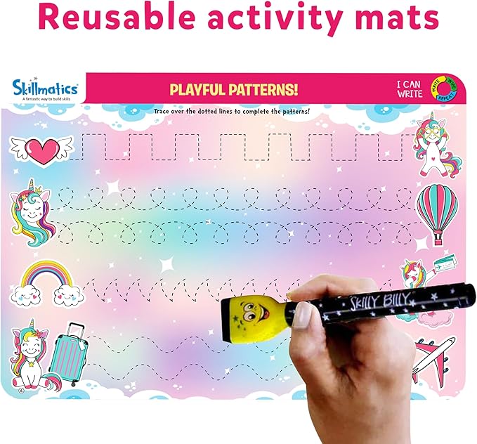 Skillmatics I Can Write Unicorns - Reusable Preschool Learning Activities, Educational Toy and Game, Back to School Supplies, Gifts for Students, Kids, Toddlers Ages 3, 4, 5, 6