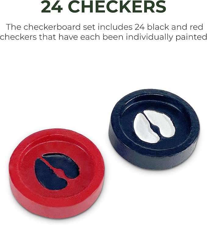 Rivers Edge Products Checkerboard Set for Cabin or Lodge, Rustic Checker Board Games for Adults, Tabletop 2 Players Game, Cabin or Lodge, Living Room Decor or Home Office Decor, Moose Antler