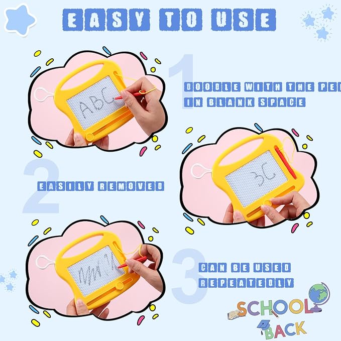 Chinco 24 Pieces Kids Mini Magnetic Drawing Board for Backpack Keychain Clip Erasable Mini Doodle Boards Toys for Party Colorful Writing Sketch Painting Pad Set Classroom Reward Supplies(Cute)