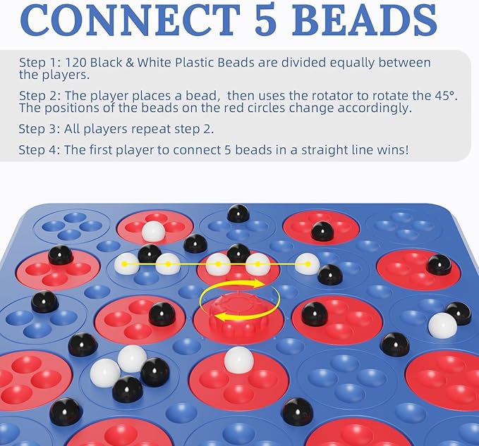 Magnet Game, Magnetic Game Chess, Board Games for Kids 6-8-12, 2 in 1 Multiplayer Family Board Games, Magnet Chess Games with 36 Magnetic Pieces, Connect 5 Piece with 120 Plastic Pieces (Blue)