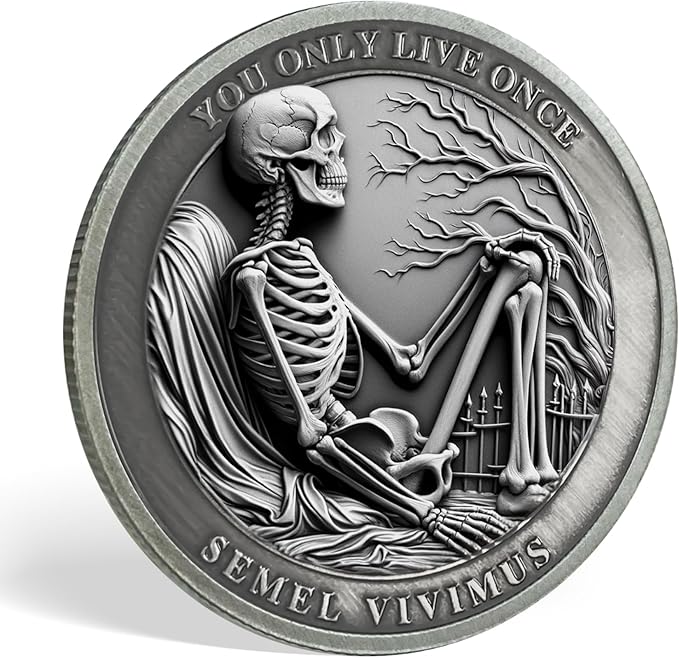 Memento Mori Coin Momento Mori Coin Skull Coin Stoic Gifts Memento Mori Calendar Living Memento Mori Amor Fati Coin (Memento Mori Coin - 2)