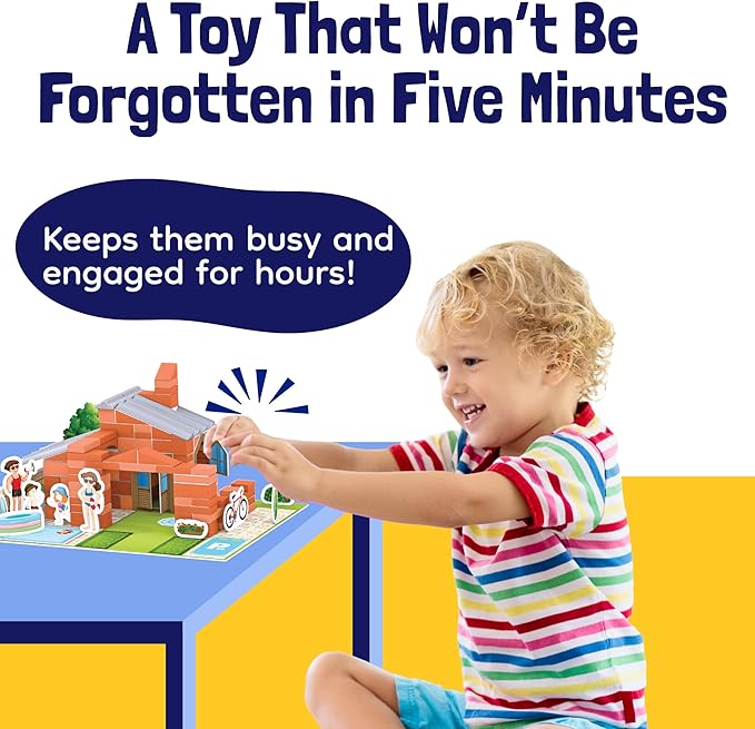 Gondola Mini Bricks - DIY Pool House, Mini Cinder Blocks STEM Toys - Construction Toys & Dollhouse Accessories for Boys & Girls - Small Brick Stem Toys for Boys Age 8-12, 200+ Pieces