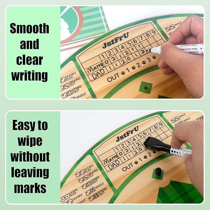 Baseball Board Game,Wooden Baseball Game,20mm Thick Wooden Board with 10 Pieces & Dice,Markers,Great for Family Game Night, Party and Road Trip, Portable