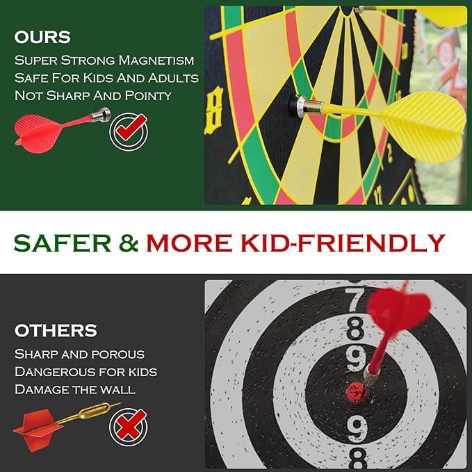 Magnetic Dart Board for Kids, Fun Toys Gifts for Boys 8 9 10 11 12 13 14 Years Old Teen Birthday Valentine Eater Christmas Stocking Stuffers Indoor Room Games, Magnet Dartboard Sets Double Sided