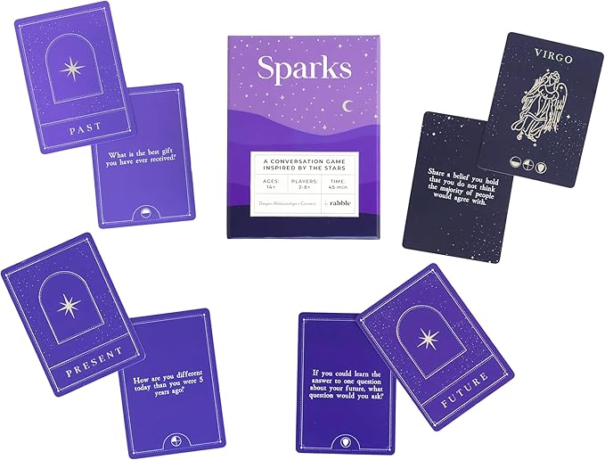 Sparks - A Conversation Game Inspired by The Stars | 2-8 Players, Conversation Cards for Couples, Friends, Family - Card Games for Couples and Adults