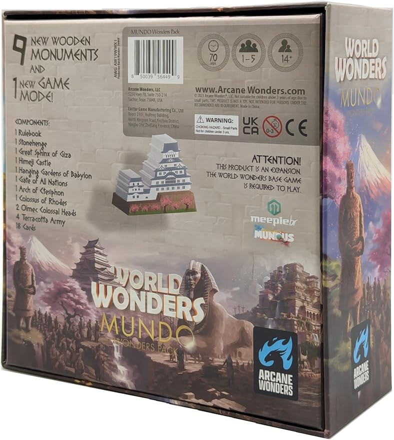 World Wonders Mundo Expansion, Strategy Board Game, for 1 to 5 Players and Ages 14+, Arcane Wonders