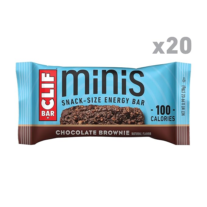CLIF BAR Minis - Chocolate Brownie Flavor - Made with Organic Oats - 4g Protein - Non-GMO - Plant Based - Snack-Size Energy Bars - 0.99 oz. (20 Pack)