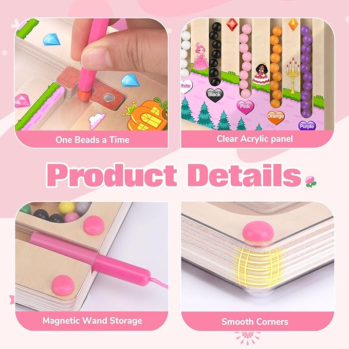 Gifts for Girls 2 in 1 Montessori Toys Magnetic Color and Number Maze Toys for Girls Toddler Wooden Magnetic Puzzles Toddler Preschool Learning Activities Busy Board Game