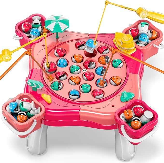 Magnetic Fishing Game for Kids Toddlers 3-5, 70 pcs Fishing Toys for Kids Toddlers 3-5, Fishing Table Toys Board Game Birthday Gifts for 3 4 5 6 7 8 Years Old Kids Toddlers