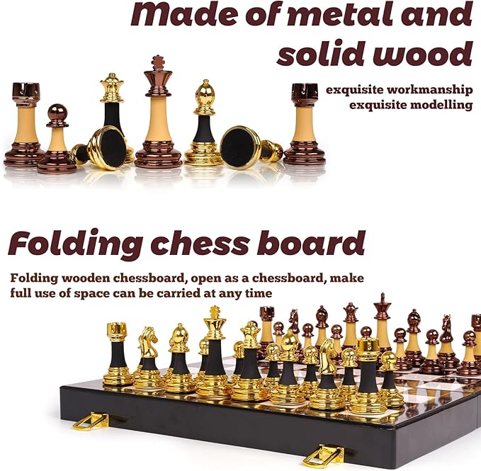 15" Acrylic Chess Sets for Adults Kids with Zinc Alloy + Acrylic Chess Pieces & Portable Folding Wooden Chess Board Travel Tournament Chess Set Strategy Board Game Gift – Chessmen