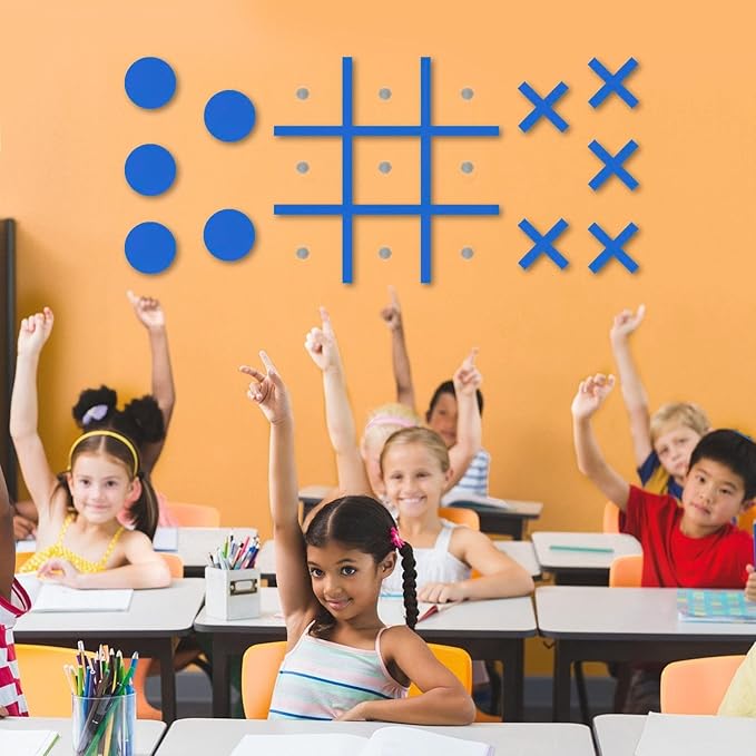 Magnetic Tic Tac Toe Wall-Mount Game,Game Room Decor,Hallway Decor,Playroom Decor,Modern Wall Decals for Kids Room,Classroom&Offices,Best Gift for Family, Friends (Blue)…