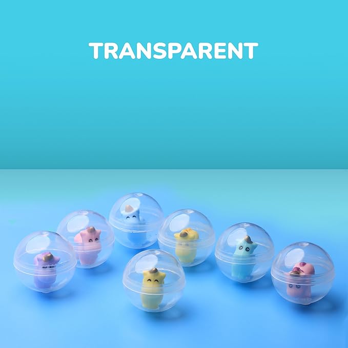 Capsule Vending Machine Round 50 pcs 1.26 inch - Gumball Machine Capsules Bulk Clear Container - Easter Basket Stuffers Birthday Gifts Pinata Stuffers DIY Craft Supplies - Clear Capsules Empty