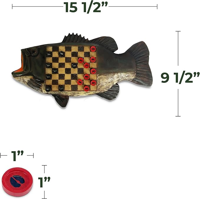 Rivers Edge Products Checkerboard Set for Cabin or Lodge, Rustic Checker Board Games for Adults, Tabletop 2 Players Game, Cabin or Lodge, Living Room Decor or Home Office Decor, Moose Antler