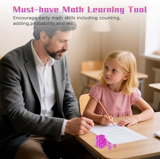 36 Pieces 12mm 6 Sided Mini Dice Set,Translucent Colors D6 Game Dice Set,6 Sided Standard Game Dice for Board Games Dice Games Classroom Teaching Dices Game,with Portable Gaming Box(Rose Red)