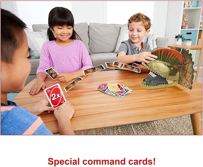 Mattel Games UNO Attack Jurassic World Dominion Card Game with Dinosaur Card Launcher for 2 to 10 Players Ages 7 Years & Older, Toy Gift and Collectible (Amazon Exclusive)