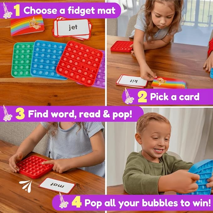 THE FIDGET GAME Word Pop, CVC Words - Learn to Read in Weeks - Multisensory Reading & Phonics Interactive Game Ideal for Pre Kindergarten to 1st Grade (Packaging May Vary)