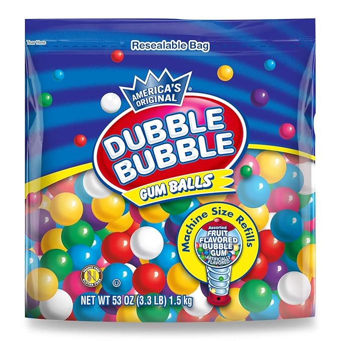 Bubble Gumballs For Gumball Machine Refills, 53 Oz, 3.3 lb, Antique Style, Vintage Old Fashioned Candy, Mini Bubble Gum Balls For Kids