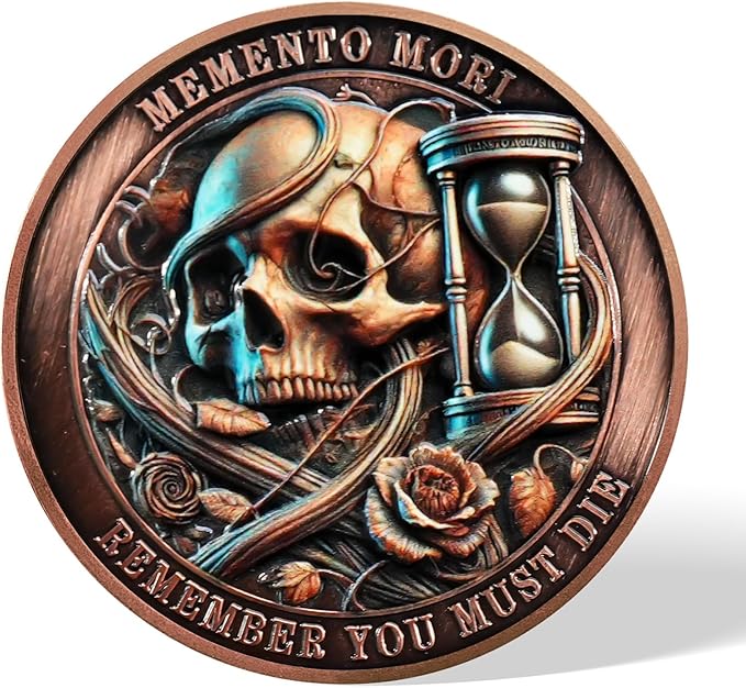 Memento Mori Coin Momento Mori Coin Skull Coin Stoic Gifts Memento Mori Calendar Living Memento Mori Amor Fati Coin (Time Disc Skeleton)