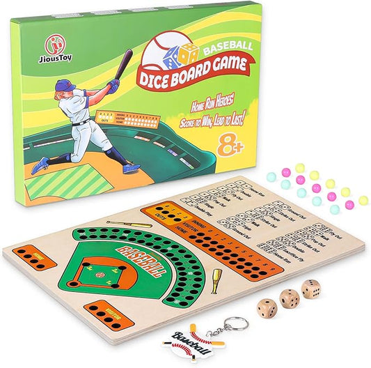 Baseball Board Game, Wooden Baseball Dice Game with Marbles, Baseball Travel Game and Indoor Table Game for Camping Family Gatherings, Baseball Gift for Teens Adults (Colourful Style)
