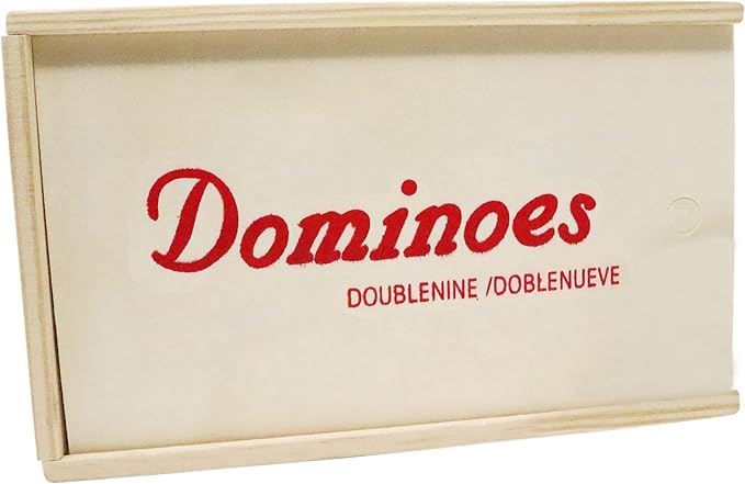 Dominos Set for Adults – Professional Double 9 Dominoes Set of 55 Tiles, Metal Spinner, Classic and Travel Board Game with Wood Case Juegos de Mesa (Color Dot)
