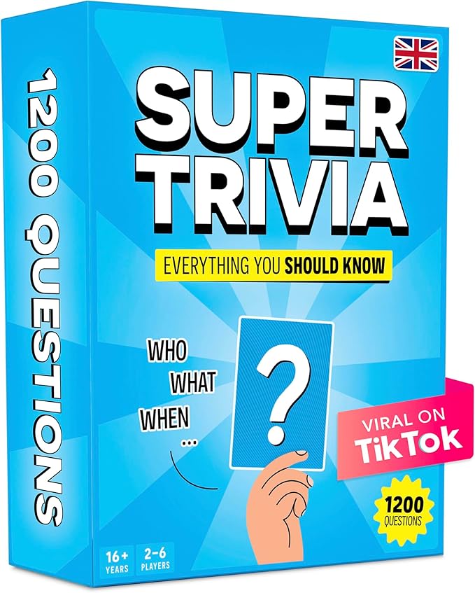 Super Trivia Games for Adults with 1200 Questions - Fun Board Game with Trivia Cards - Trivia Game for Family with Teens and Adults - Fun Party Games for Teenage Boy Gifts