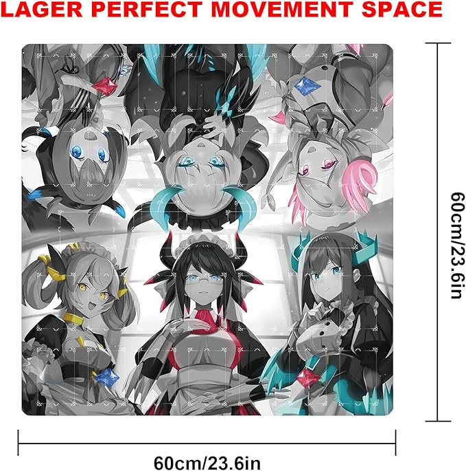 Card Rubber Mat - 2 Player, Square playmat for Gamer 60x60cm/23.6x23.6inch