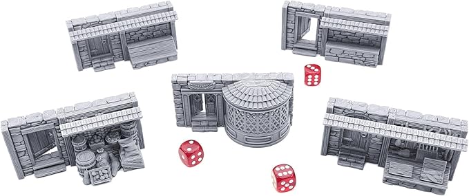 Terrace Shopfronts by Printable Scenery, 3D Printed Tabletop RPG Scenery and Wargame Terrain 28mm Miniatures