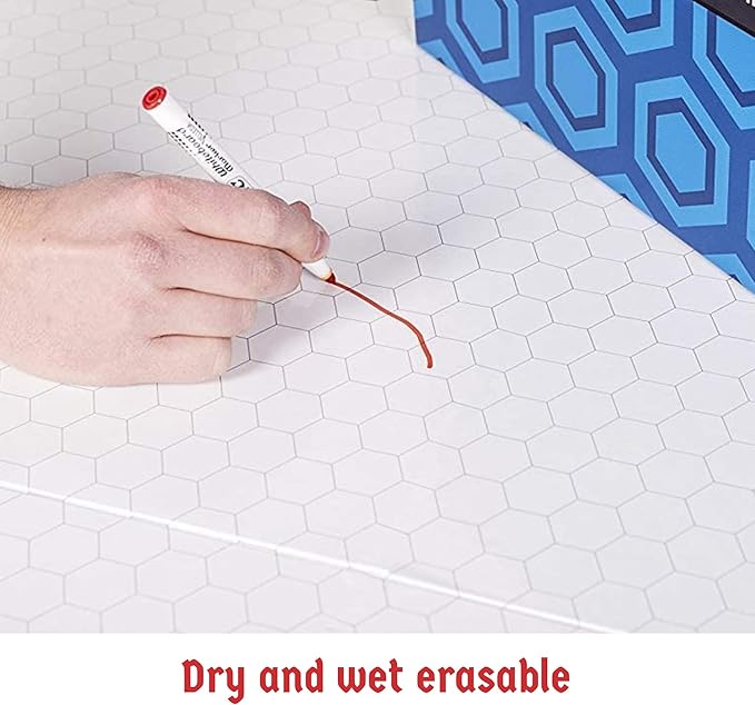 Hexers XL Role-Playing Game Board, Vinyl Mat Alternative Compatible with Dungeons and Dragons DND, Pathfinder, RPG, 44 inches on 34 inches with 1 inch Squares and Hexes, Foldable and Dry Erase