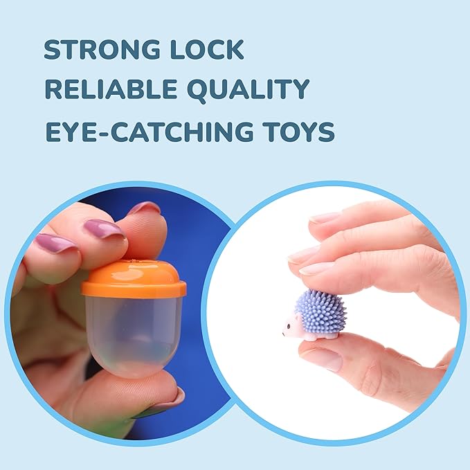 Entervending Hedgehog Mini Toys for Kids - 100 Pcs of 1.1 Inch Plastic Capsules & Hedgehog Toy Figurines - Bulk Toys - Easter Basket Stuffers