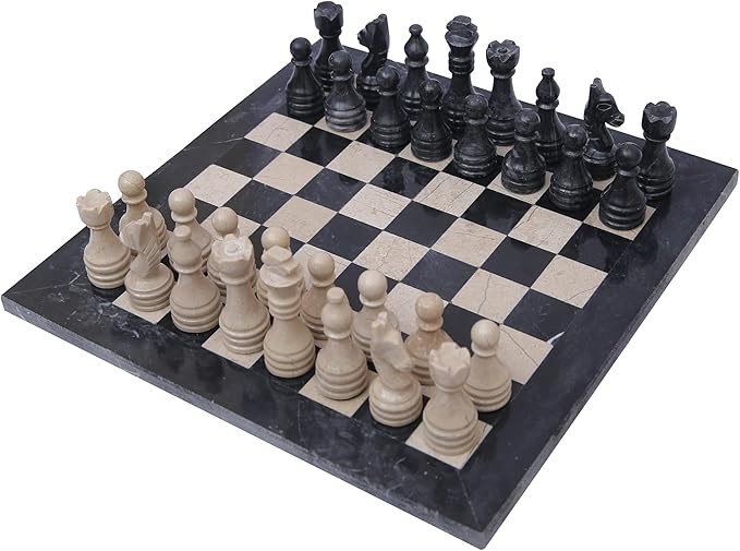 Handmade Marble Chess Set - Black & Verona (12 x 12 Inches) - Chess Sets for Adults - Premium Quality Chess Boards - Fancy Chess Boards