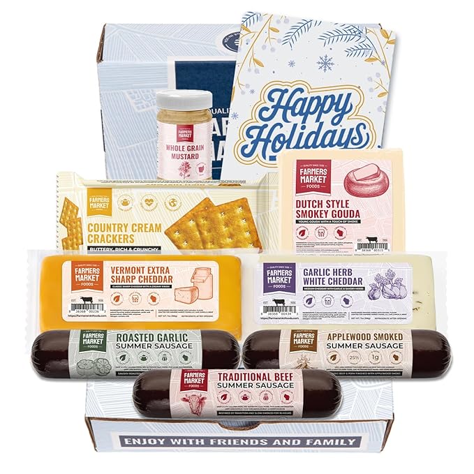 Holiday Charcuterie Gift Box, Wisconsin Cheese and Sausage, Farmers Market, Christmas and Thanksgiving Gift Basket, Traditional Assortment