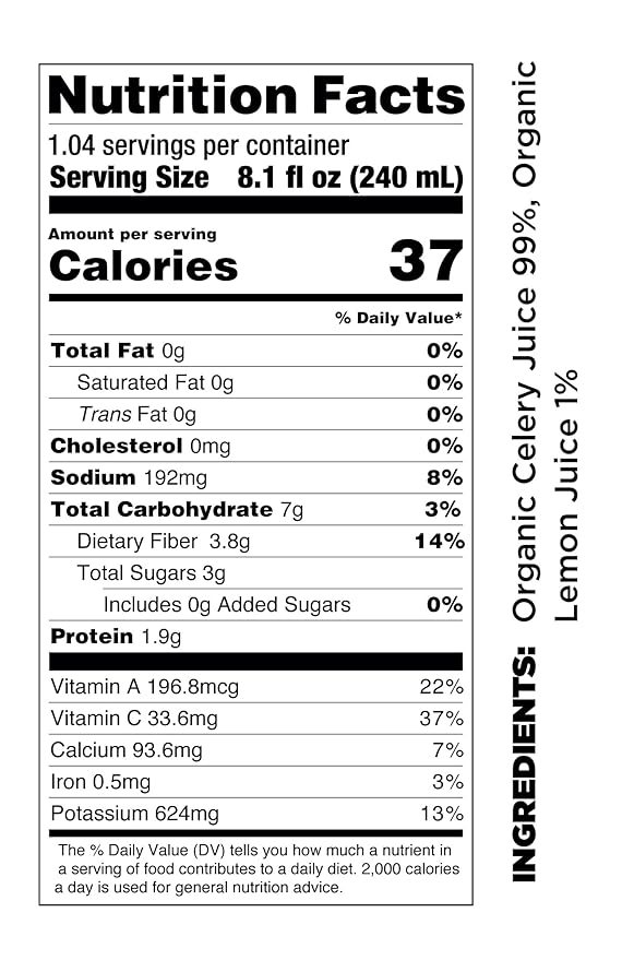 Pomona Organic Juices Pure Celery Juice, 8.4 Ounce Bottle (Pack of 12), Cold Pressed Organic Juice, Non-GMO, No Sugar Added, Not from Concentrate, Gluten Free, Kosher Certified, Preservative Free