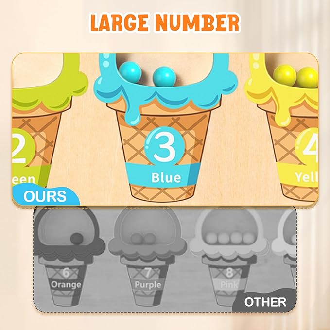 GAMENOTE Magnetic Color & Number Maze - Educational Wooden Color Matching Learning Counting Puzzle Board - Toddler Fine Motor Skills Toys for Boys and Girls 3, 4, 5 Years Old